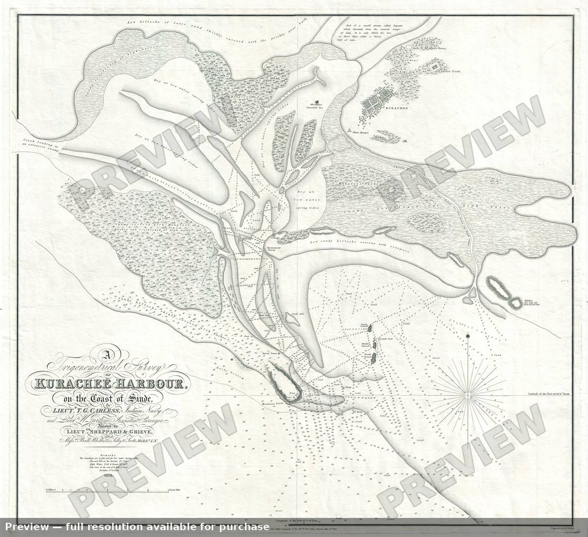 Antique map: Karachi, 1838, 1838
