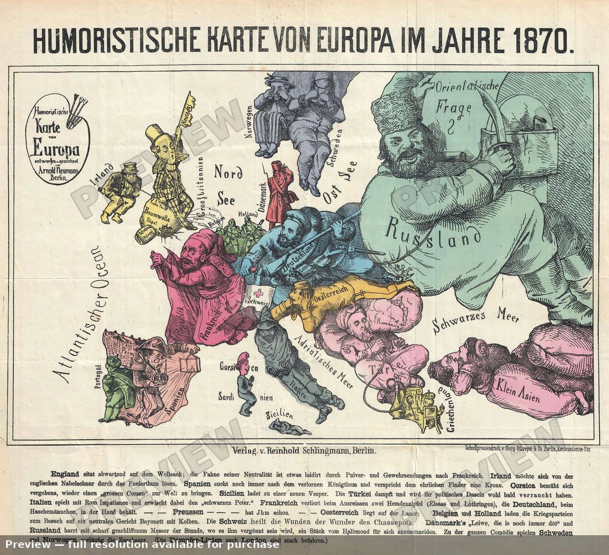 Antique map: Karte Europa, 1870, 1870
