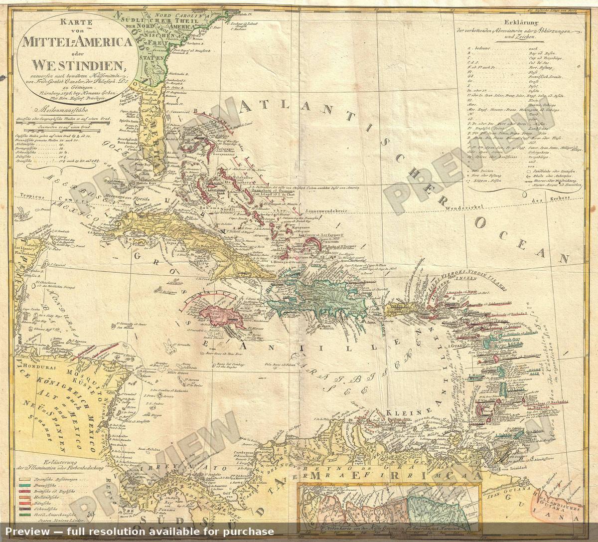 Antique map: Karte Mittel America, 1796