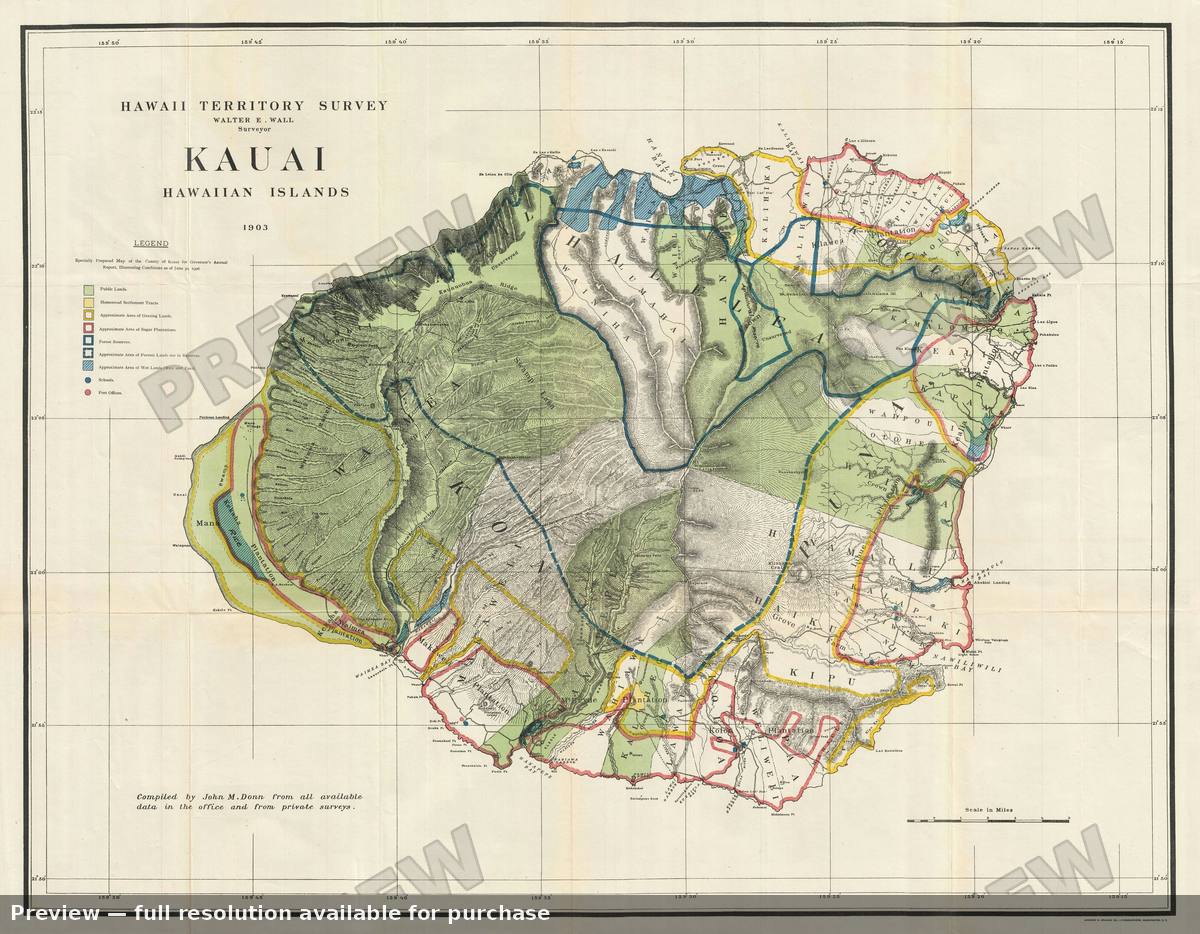 Antique map: Kauai, 1903