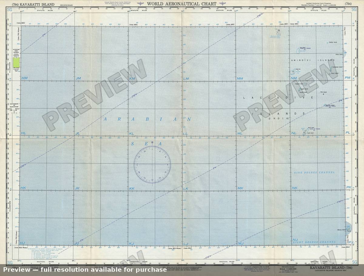 Antique map: Kavaratti Island, 1954