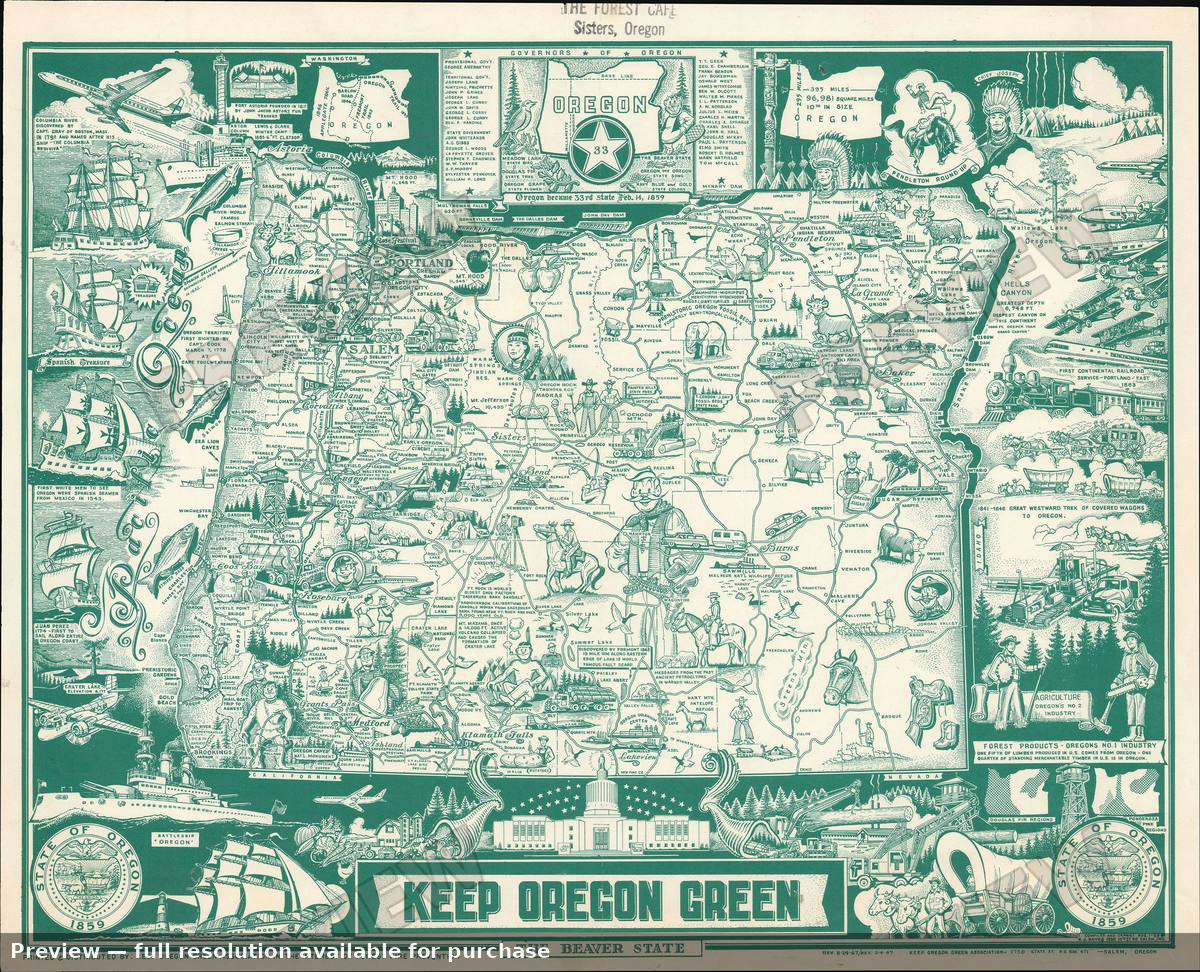 Antique map: Keep Oregon Green, 1967, 1967