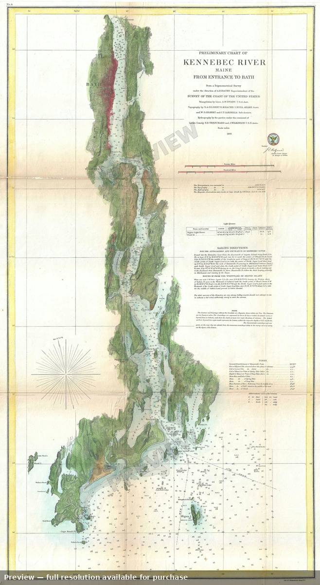 Antique map: Kennebec River 2, 1861, 1861