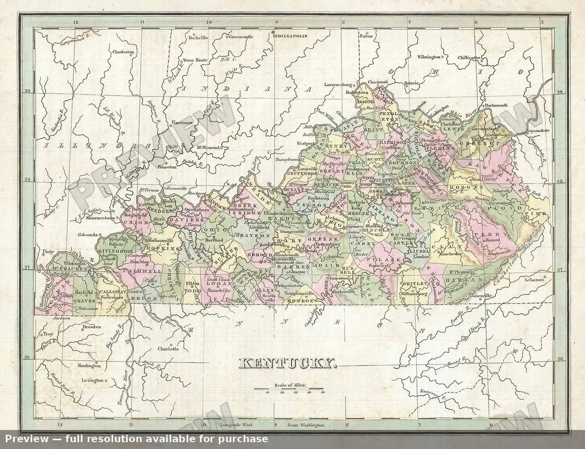 Antique map: Kentucky, 1835, 1835