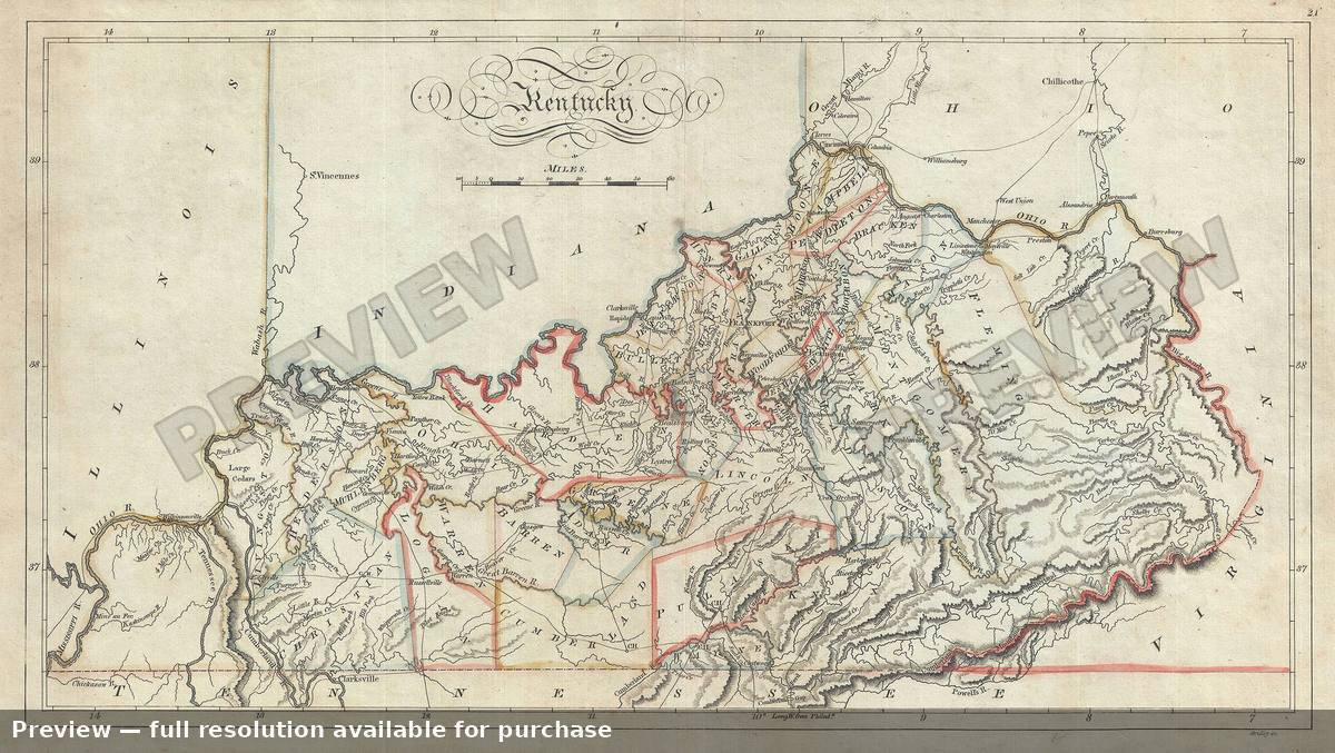 Antique map: Kentucky, 1814, 1814