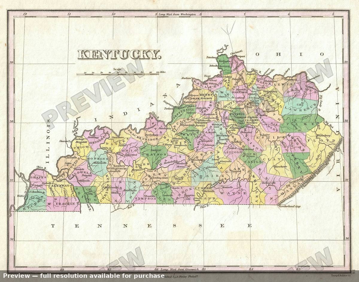 Antique map: Kentucky, 1827, 1827