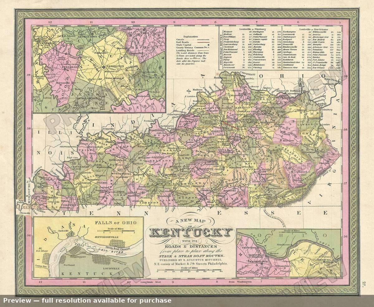 Antique map: Kentucky, 1849, 1849