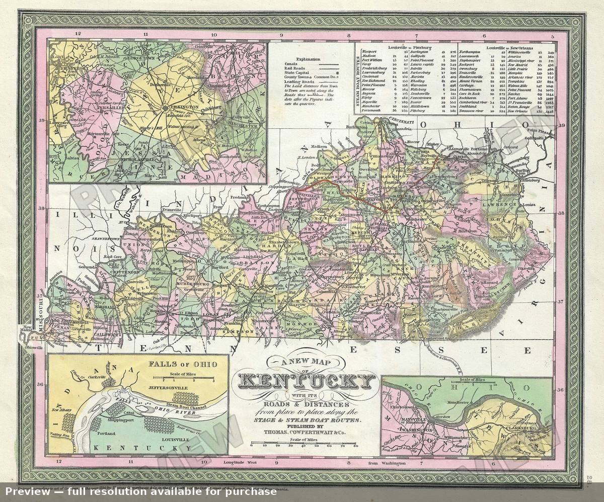 Antique map: Kentucky 2, 1854, 1854