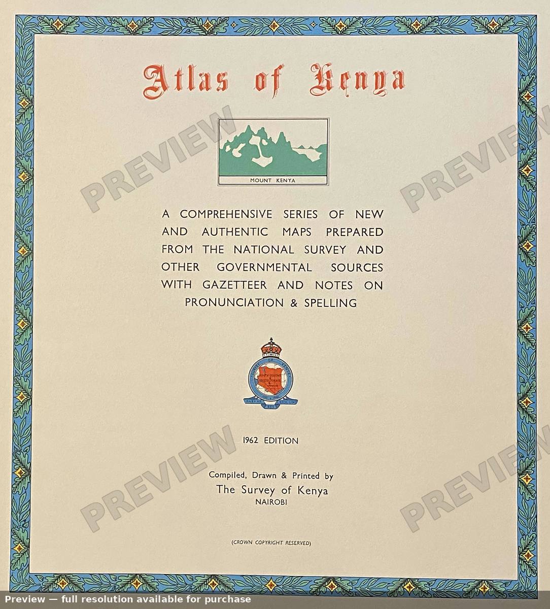 Antique map: Kenya Atlas, 1962, 1962