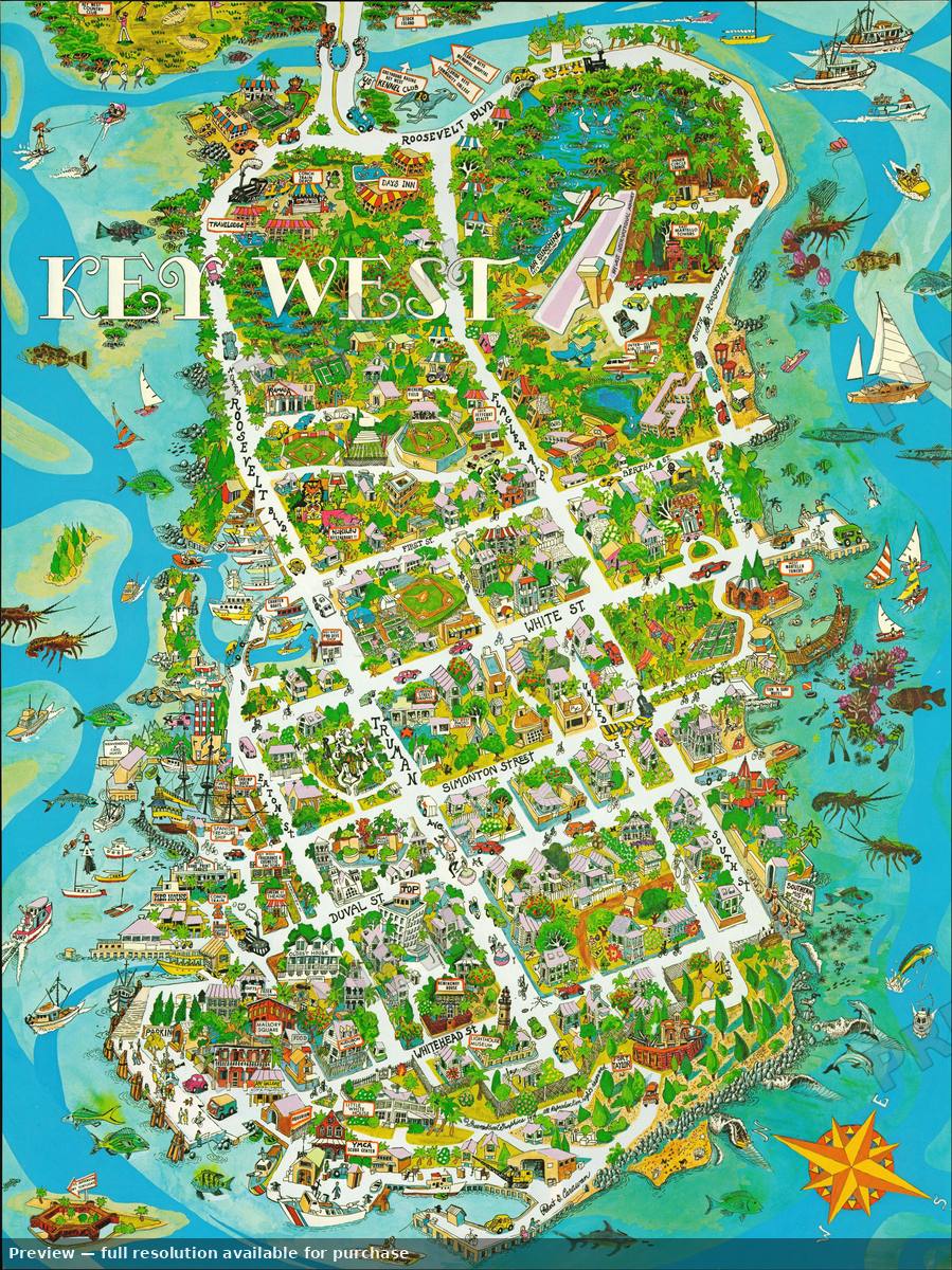 Antique map: Key West, 1976, 1976