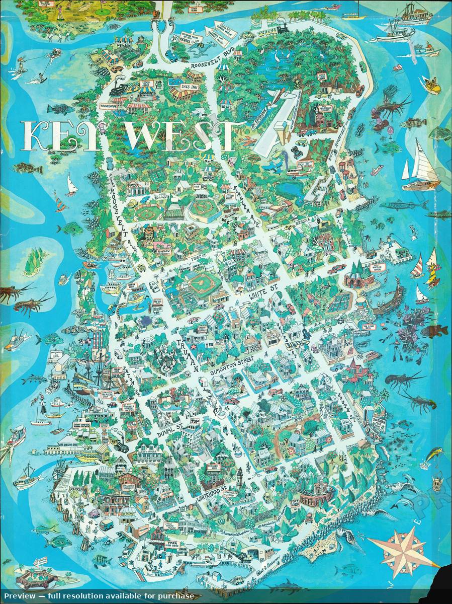 Antique map: Key West, 1976, 1976