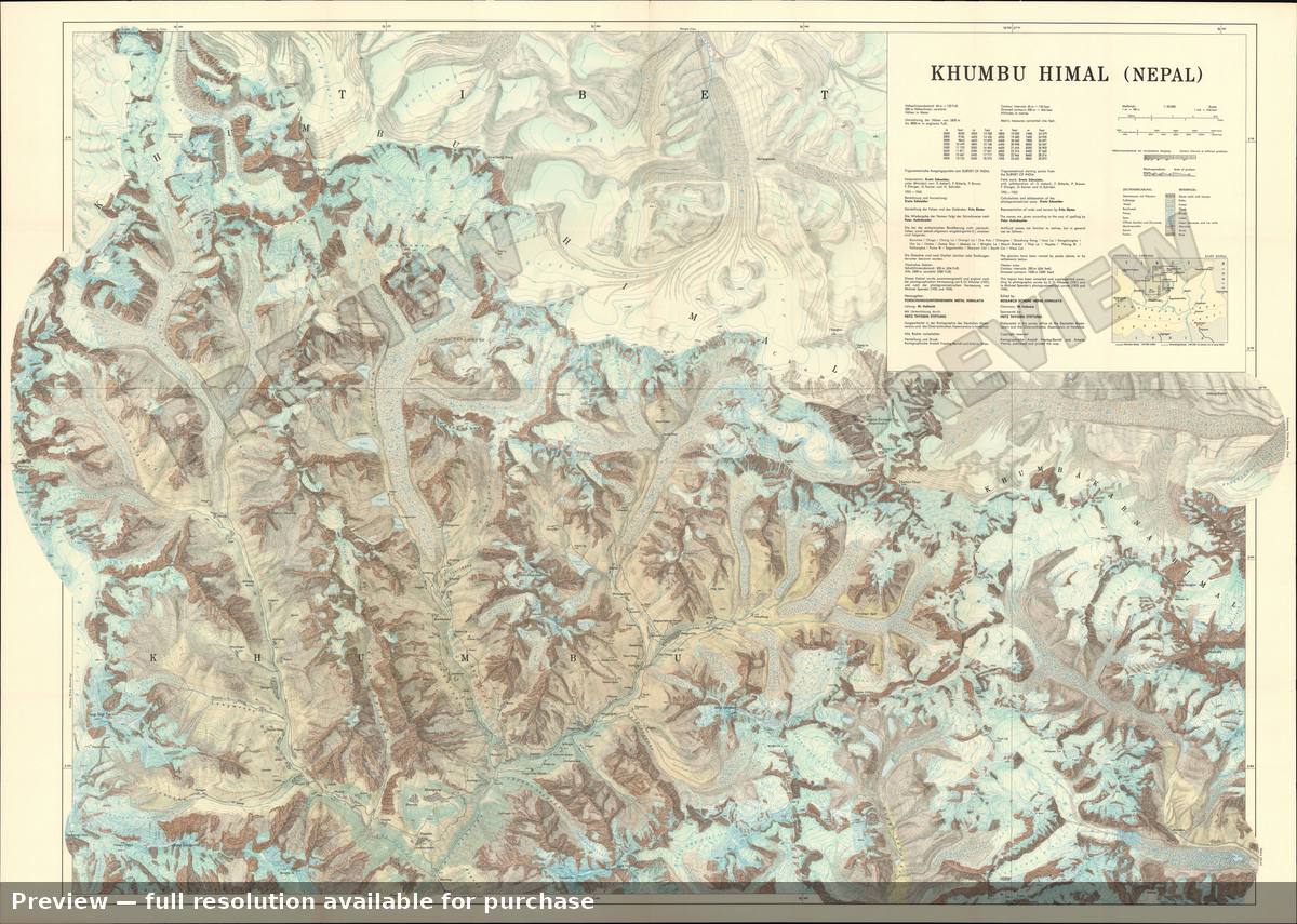 Antique map: Khumbu Himal Everest, 1965, 1965
