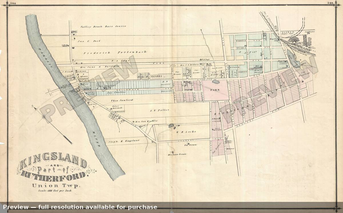 Antique map: Kingsland Rutherford, 1876, 1876
