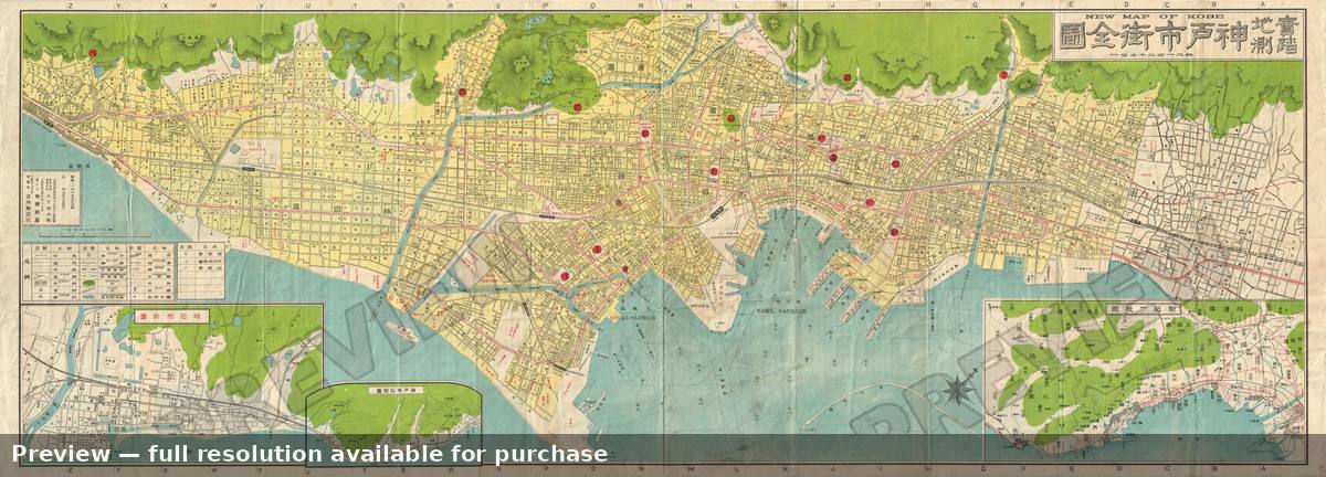 Antique map: Kobe, 1927, 1927