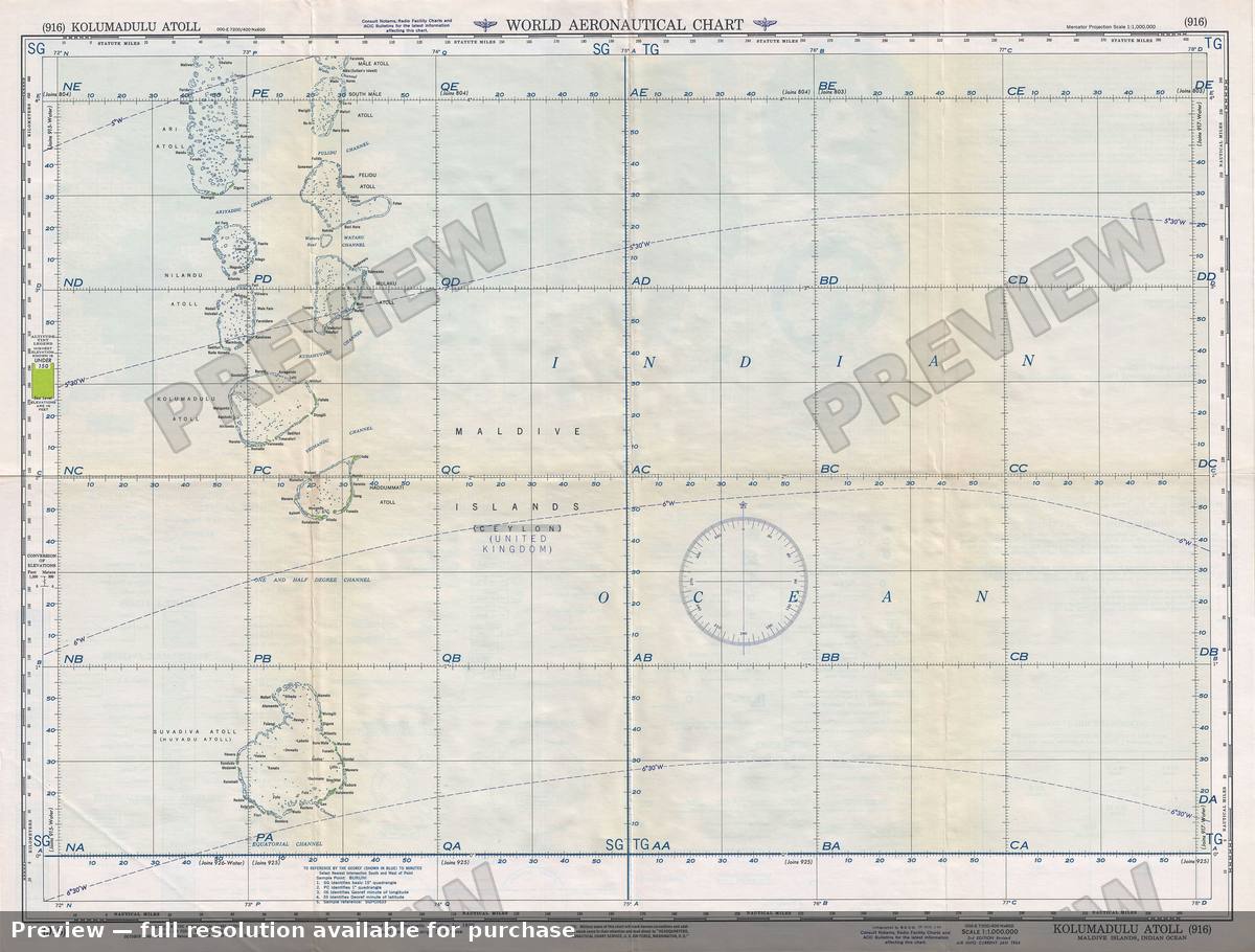 Antique map: Kolumadulu Atoll, 1954