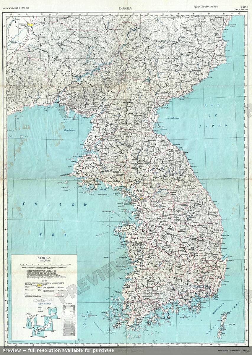 Antique map: Korea, 1951, 1951