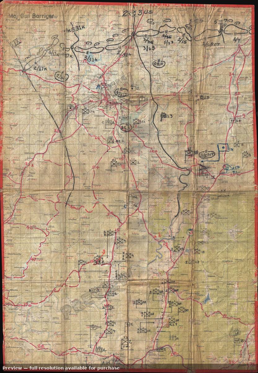 Antique map: Korea, 1953, 1953