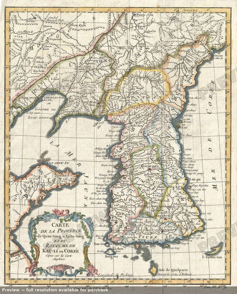 Antique map: Korea, 1748