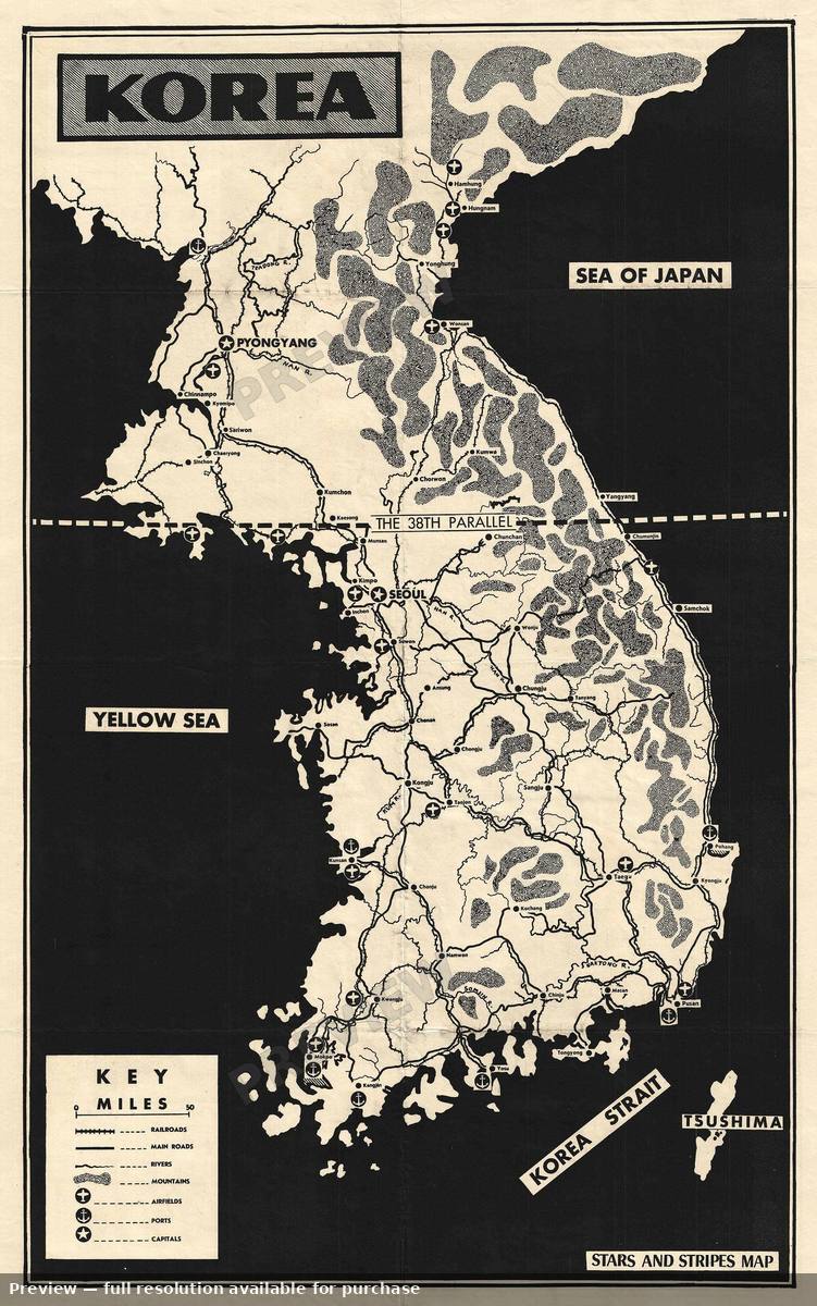 Antique map: Korea, 1951, 1951