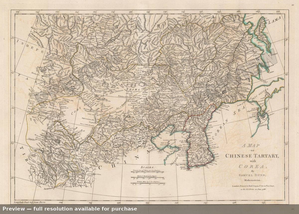 Antique map: Korea Tartary, 1786