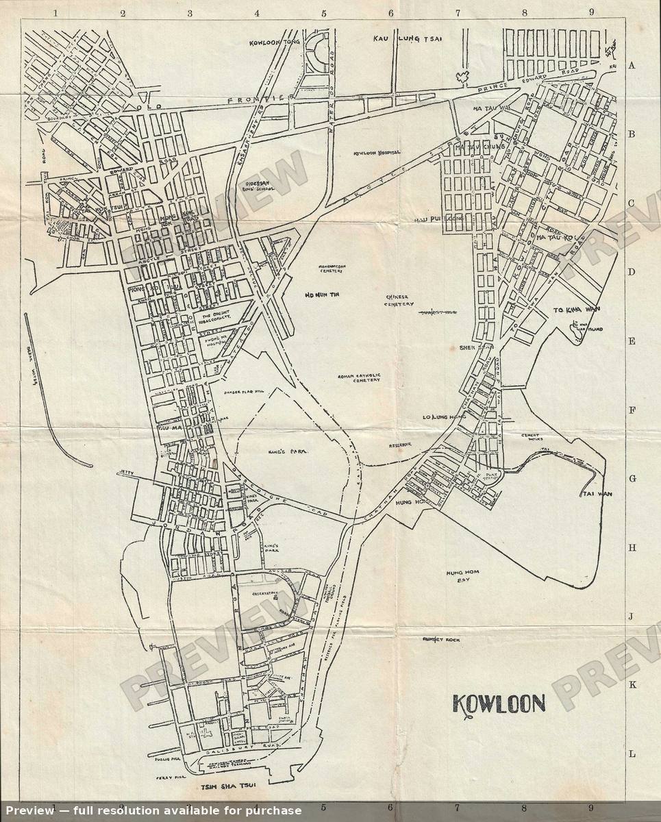 Antique map: Kowloon, 1920