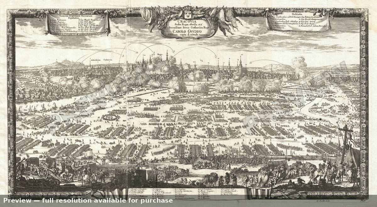 Antique map: Krakow, 1655, 1655