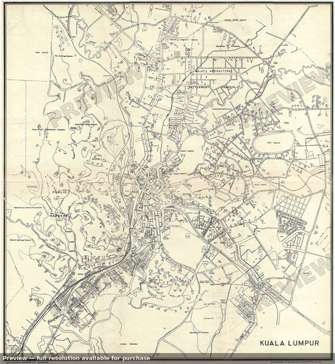 Antique map: Kuala Lumpur, 1933, 1933