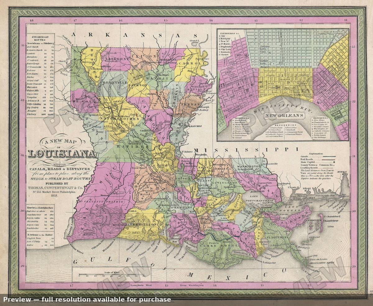 Antique map: LA, 1850, 1850