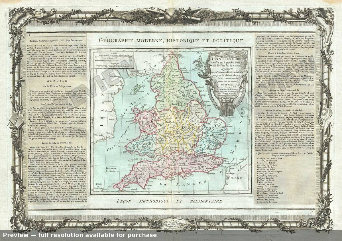 Antique map: L Angleterre, 1786, 1786