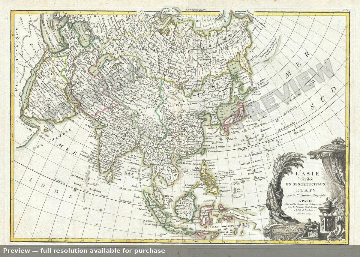Antique map: L Asie, 1778, 1778