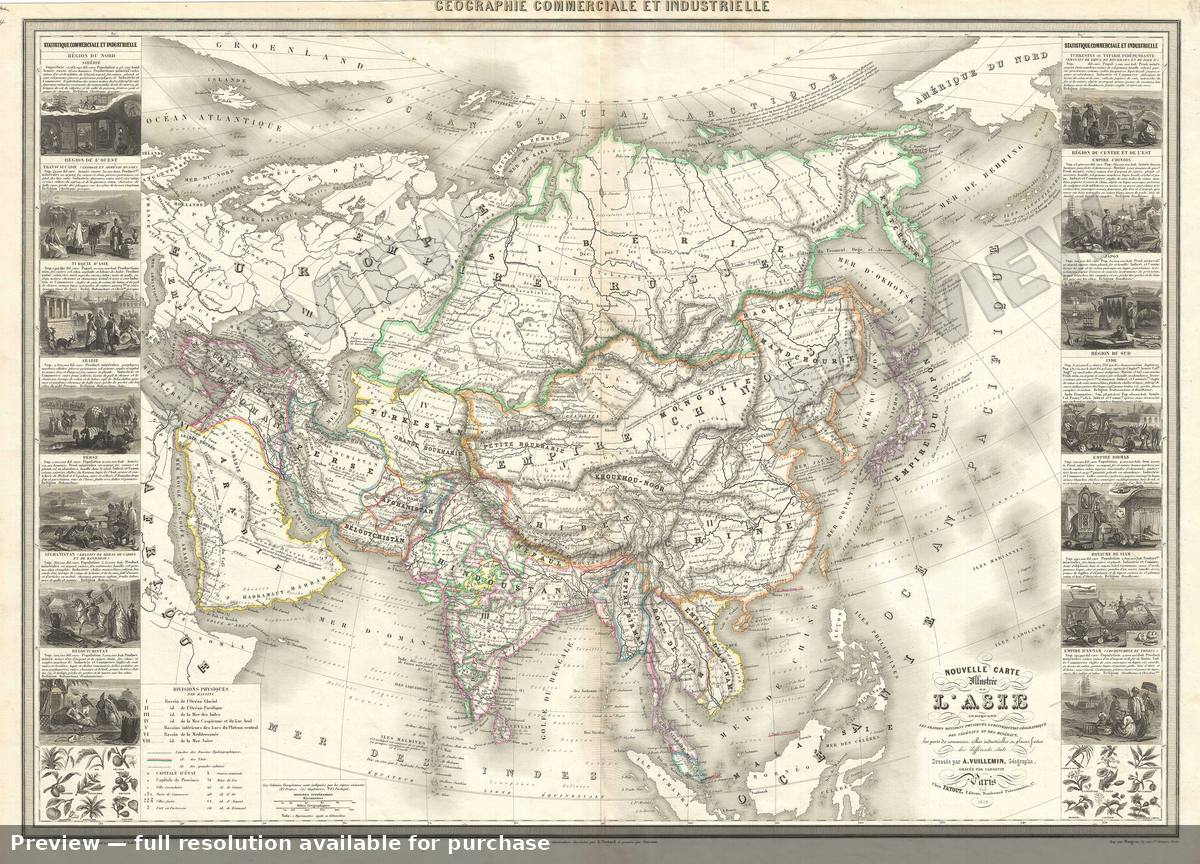 Antique map: L Asie, 1859, 1859