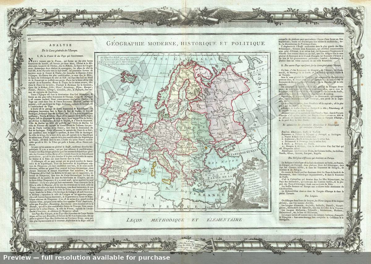 Antique map: L Europe, 1786, 1786