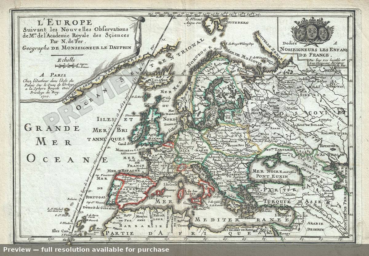 Antique map: L Europe, 1700, 1700