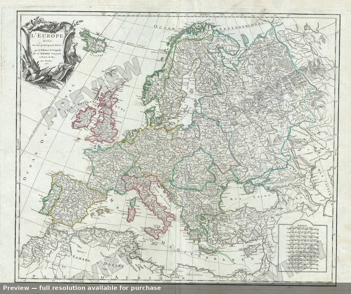 Antique map: L Europe, 1757, 1757
