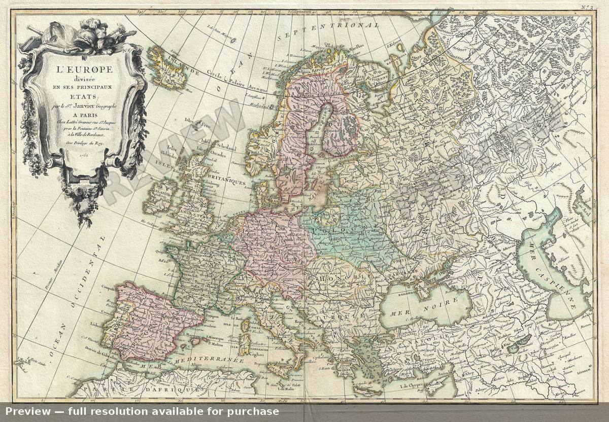 Antique map: L Europe 2, 1762, 1762