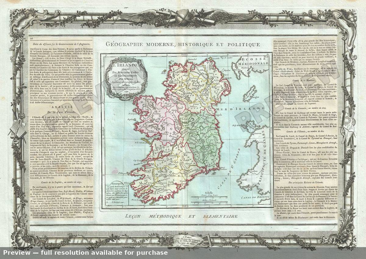 Antique map: L Irlande, 1786