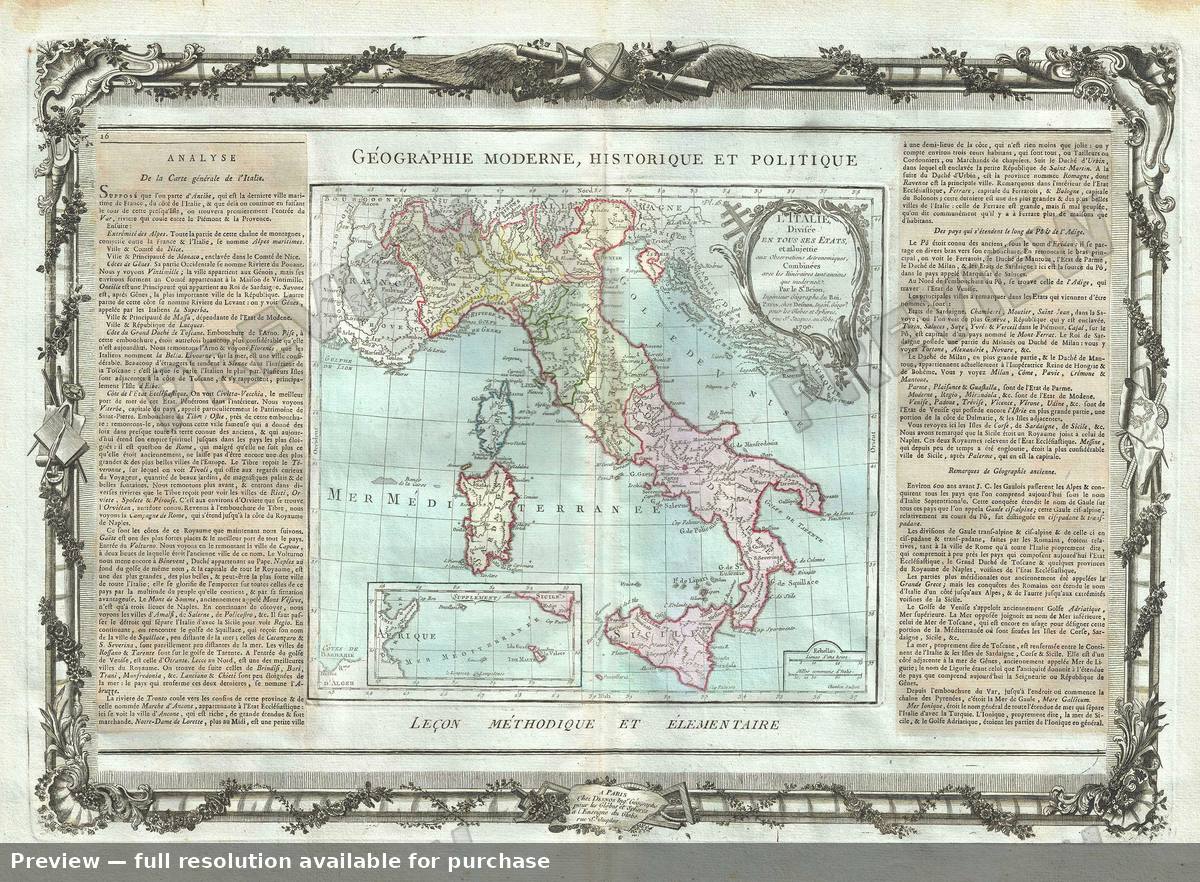 Antique map: L Italie, 1786