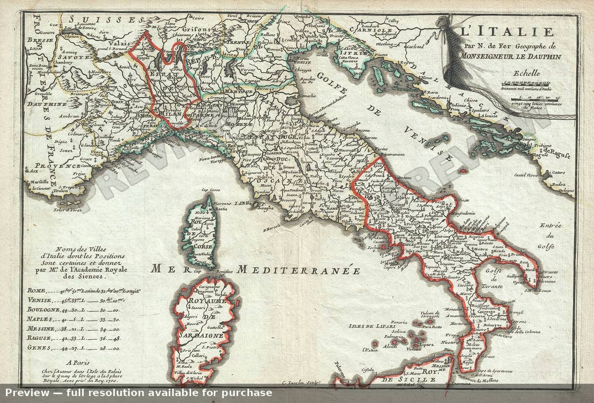 Antique map: L Italy, 1700, 1700