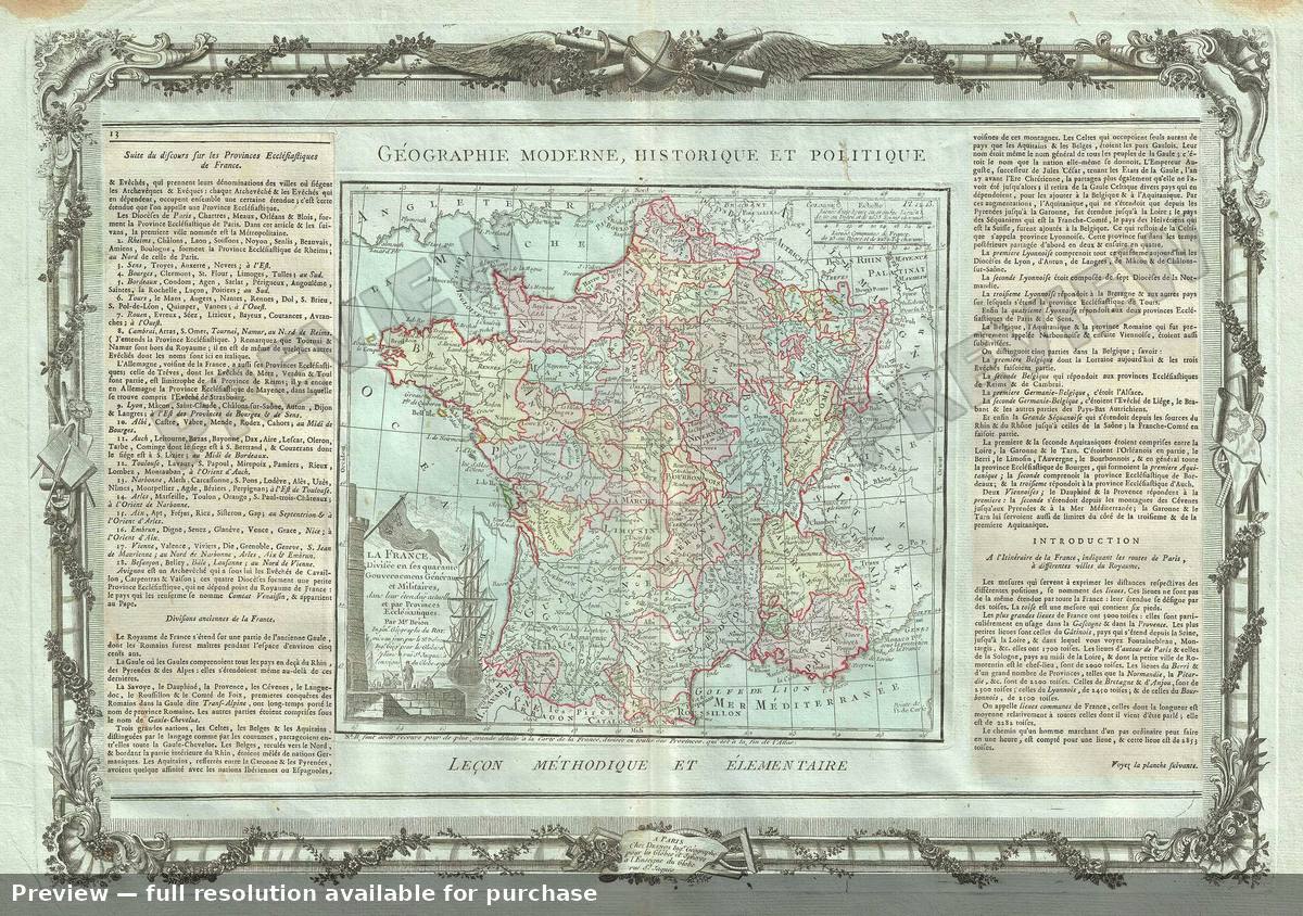 Antique map: La France, 1786