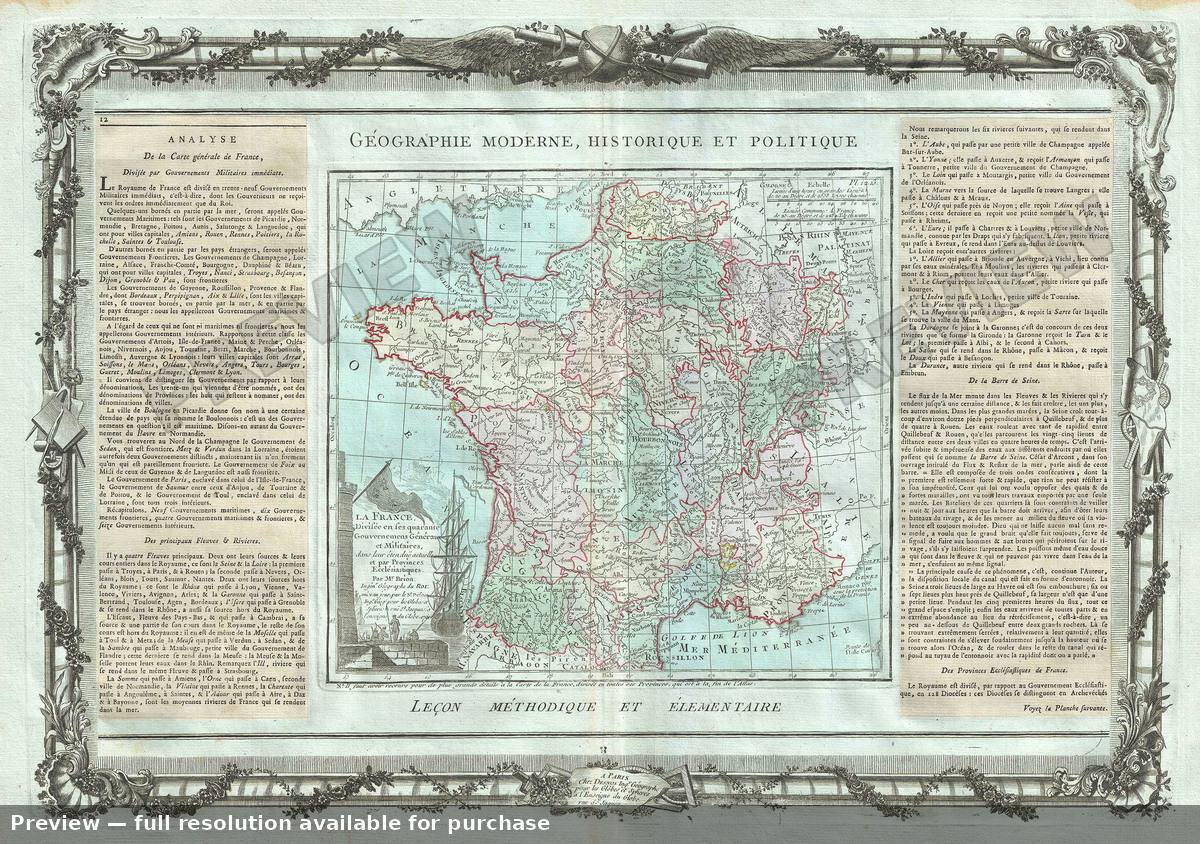 Antique map: La France Provinces, 1786