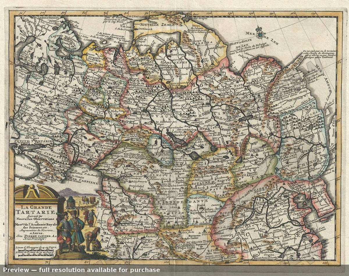 Antique map: La Grande Tartarie, 1728