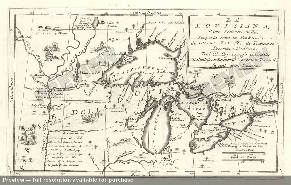 Antique map: La Louisiana, 1695