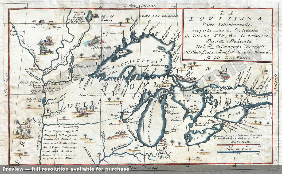 Antique map: La Louisiana, 1695