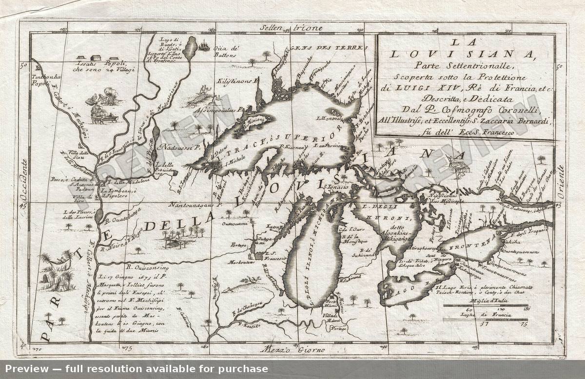 Antique map: La Louisiana 3, 1695