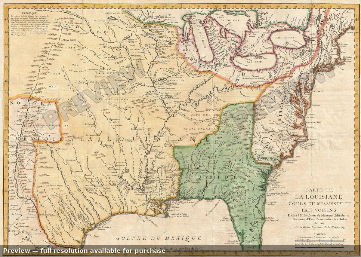 Antique map: La Louisiane, 1744, 1744