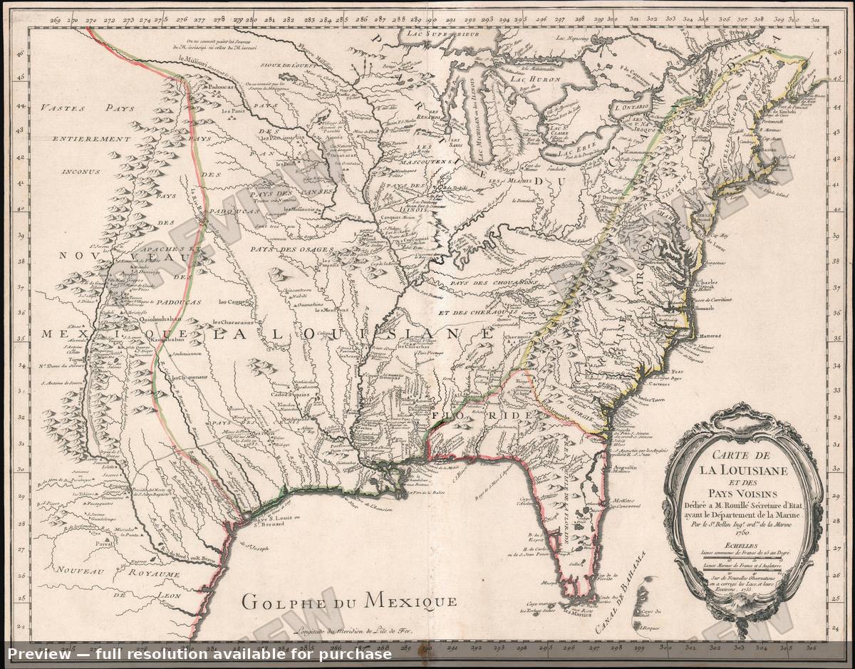 Antique map: La Louisiane, 1755, 1755