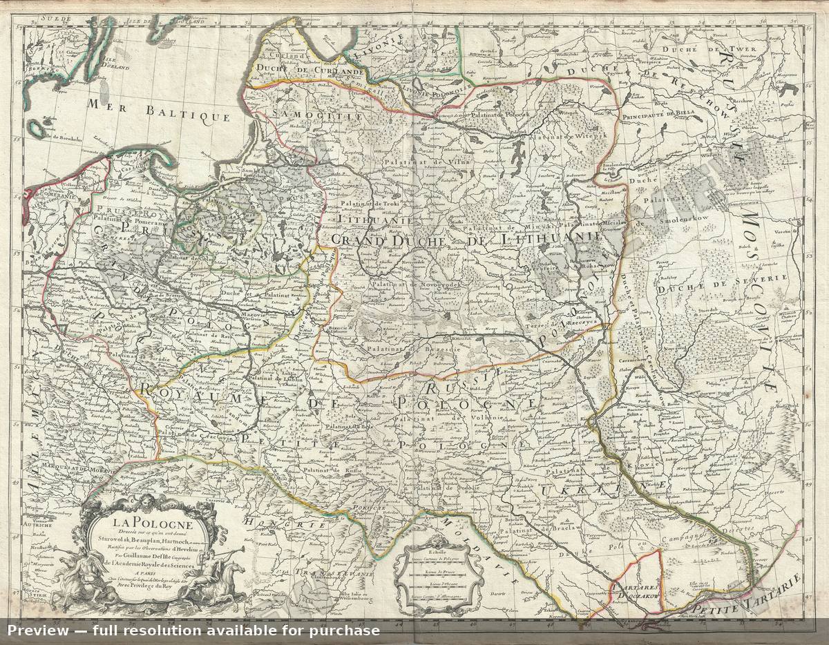 Antique map: La Pologne, 1703, 1703