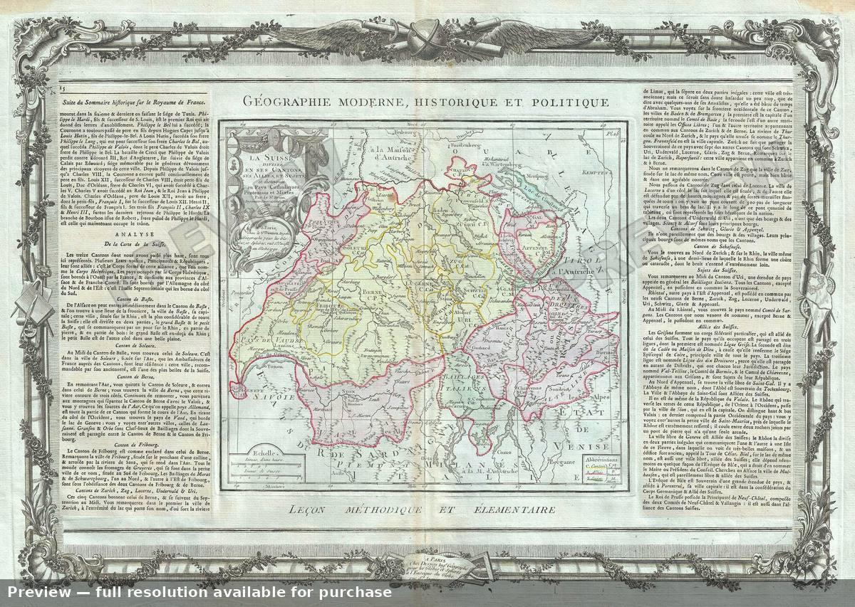 Antique map: La Suisse, 1786