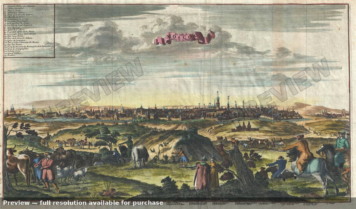 Antique map: La Ville De Moscou 2, 1729