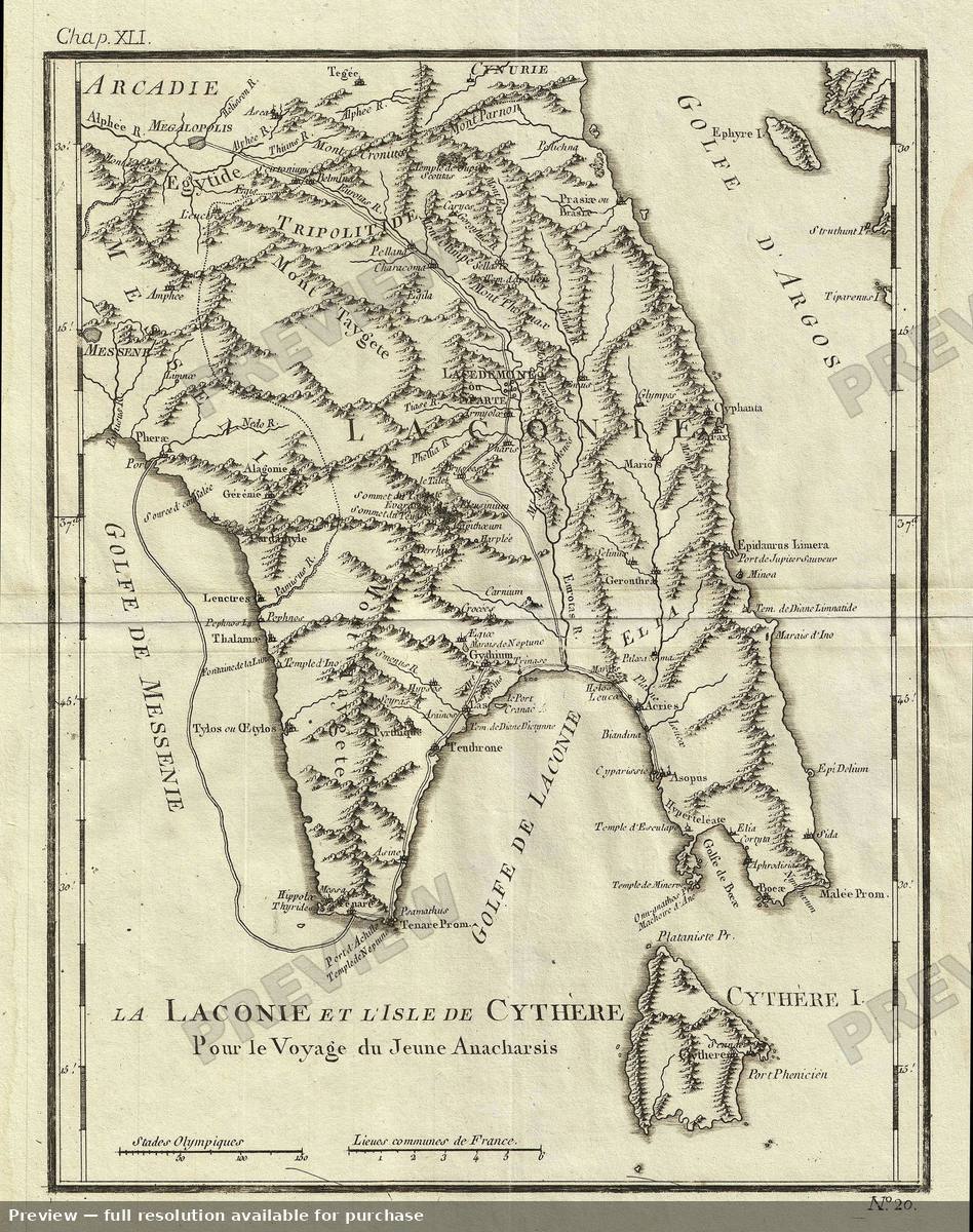Antique map: Laconia, 1791